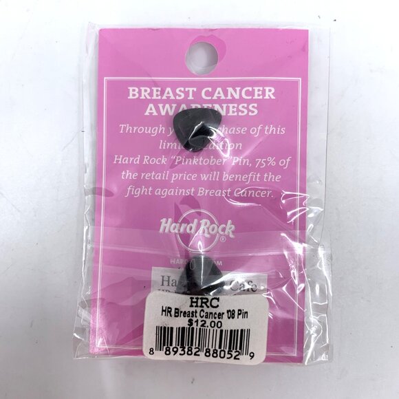 Hard Rock Cafe Pinktober Guitar Pin 2008 Hinged Front Breast Cancer Awareness - Picture 3 of 5